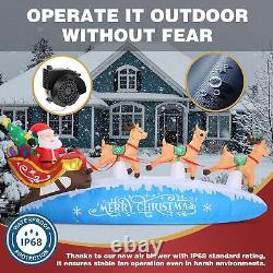 ZPISF 10 FT Santa Sleigh With Reindeer Christmas Inflatables Outdoor Christmas
