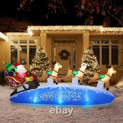 ZPISF 10 FT Santa Sleigh with Reindeer Christmas Inflatables Outdoor