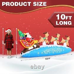 ZPISF 10 FT Santa Sleigh with Reindeer Christmas Inflatables Outdoor