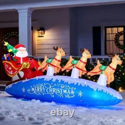 ZPISF 10 FT Santa Sleigh with Reindeer Christmas Inflatables Outdoor Decorati