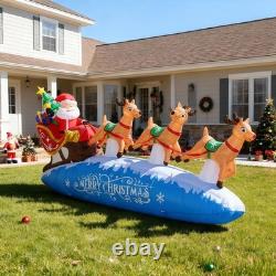 ZPISF 10 FT Santa Sleigh with Reindeer Christmas Inflatables Outdoor Decorati