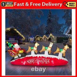 ZPISF 10 FT Santa Sleigh with Reindeer Christmas Inflatables Outdoor Decorations